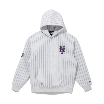 New Era FW22 Unisex Logo Striped Pullover Hoodie Gray Long Sleeve 13338659