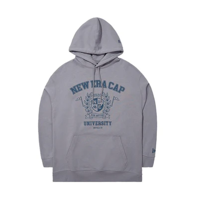 New Era FW23 Alphabet Print Drawstring Hoodie Unisex Grey 13789105