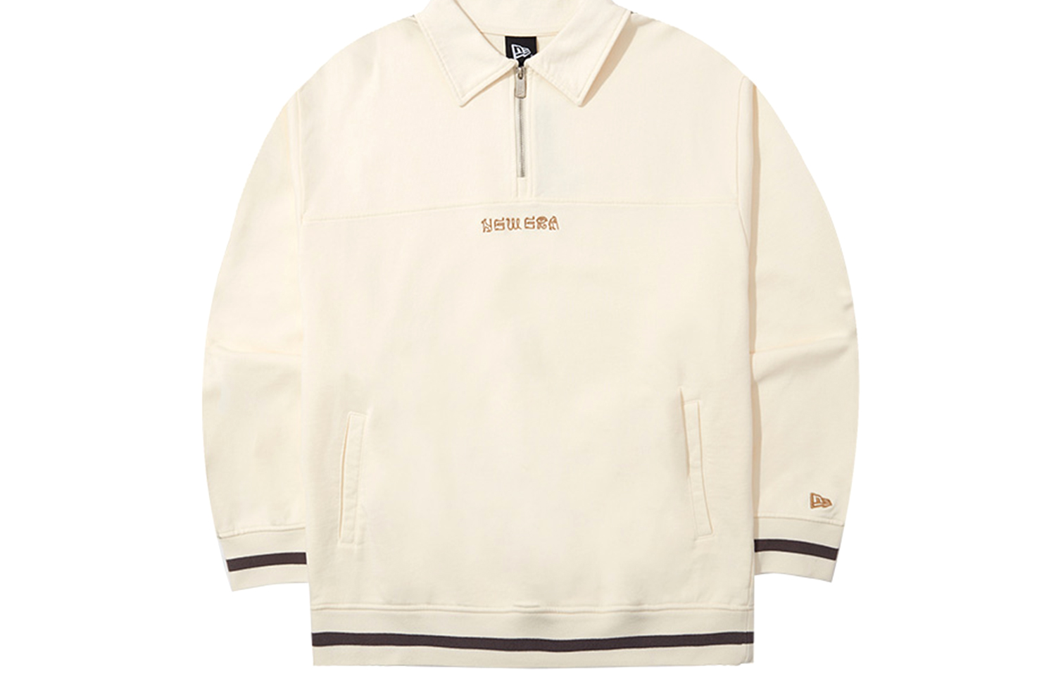 New Era FW23 Ancient Civilization Half-Zip Letter Print Sweatshirt White Unisex 14112226