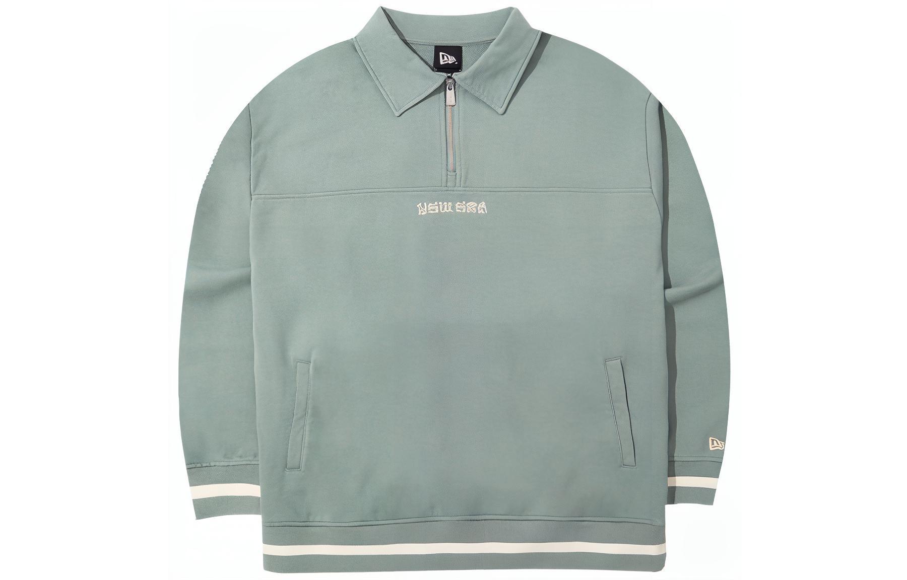 New Era FW23 Ancient Civilization Half-Zip Letter Long-Sleeve Sweatshirt Green Unisex 14112227