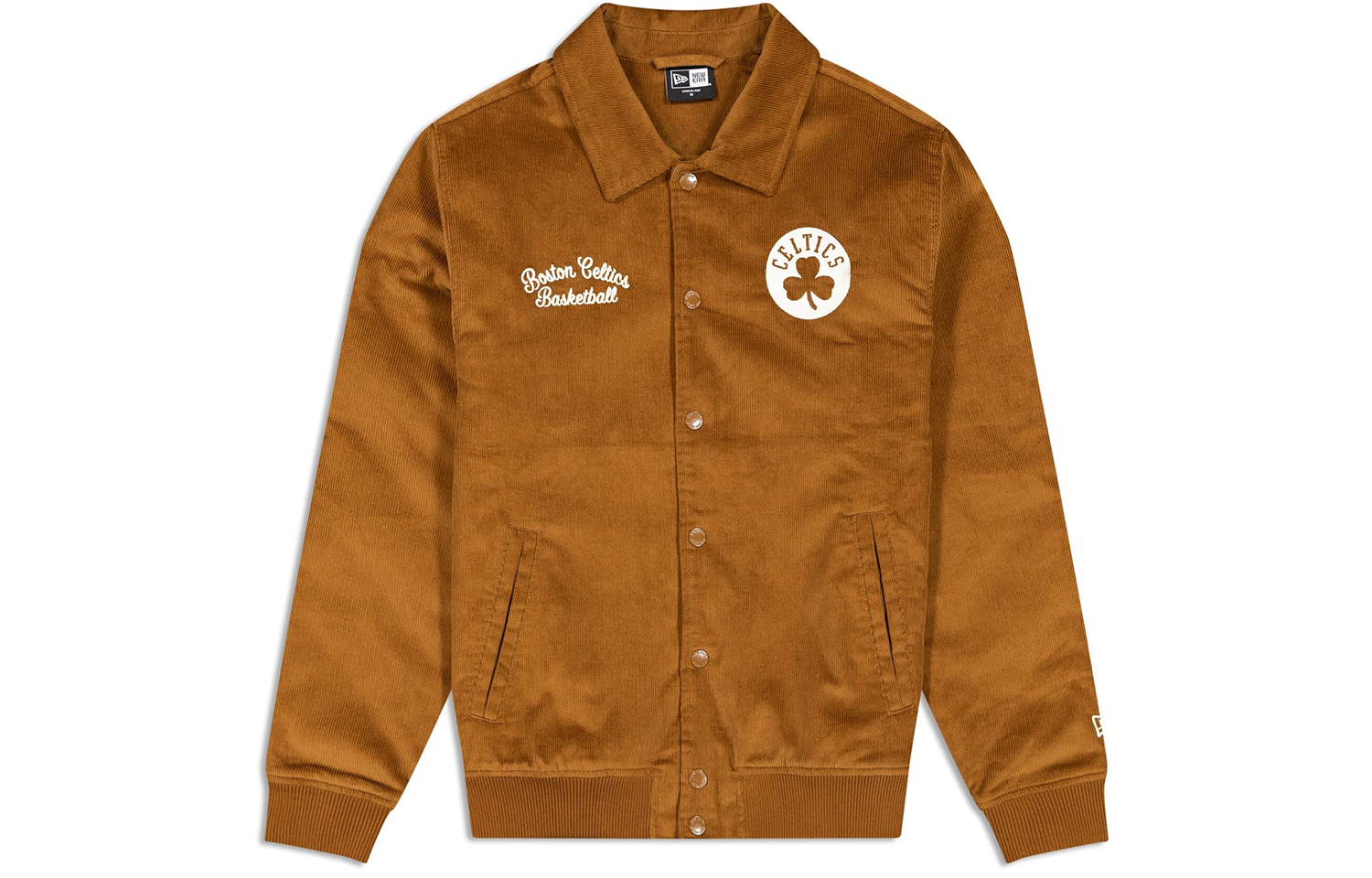 New Era FW23 Boston Celtics Letter Print Button-Up Jacket Khaki Unisex 60487632
