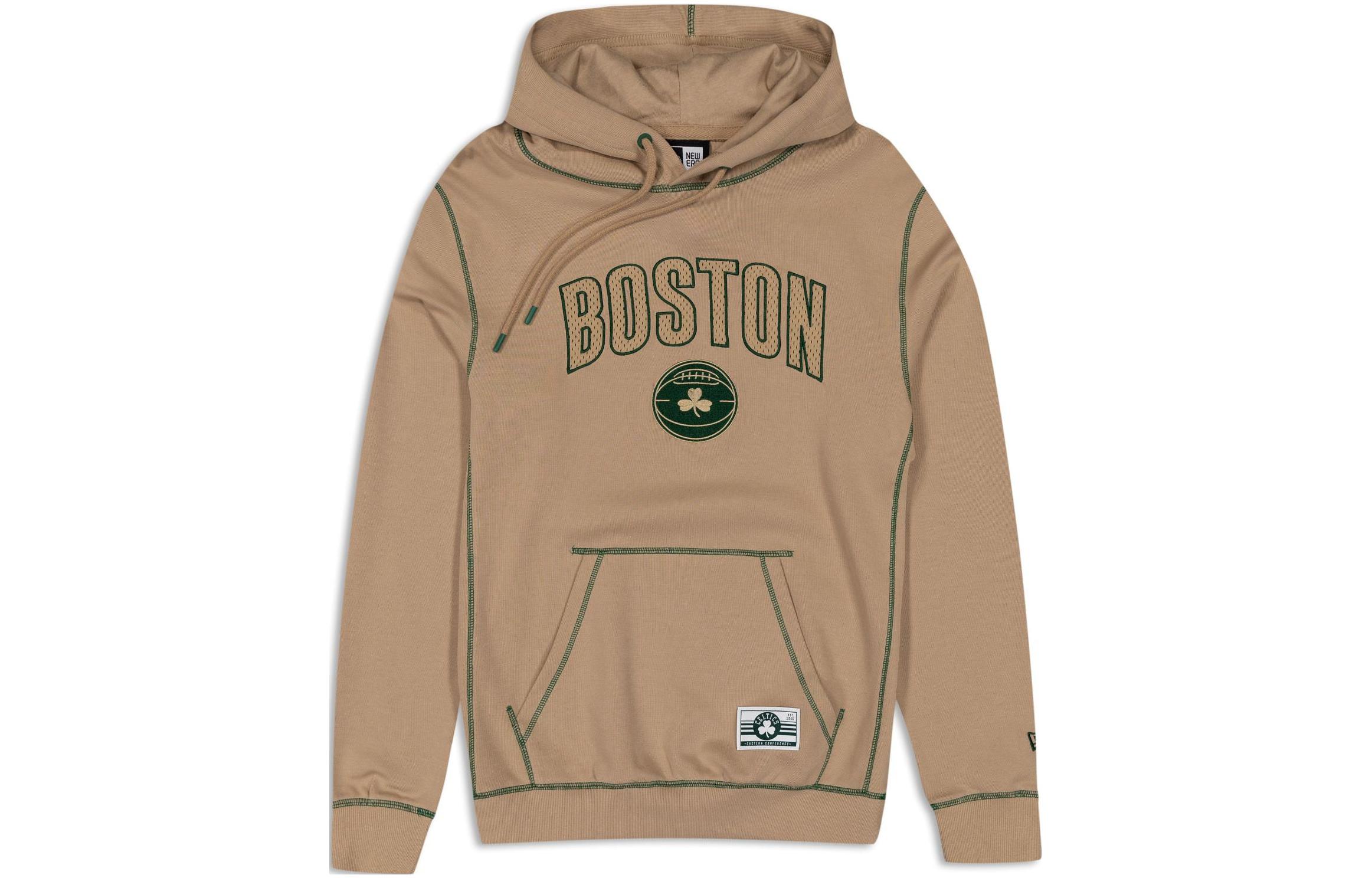 New Era FW23 Boston Celtics Logo Letter Patchwork Hoodie Brown Unisex 60430782
