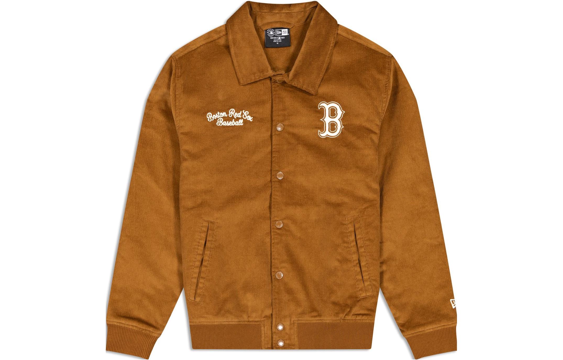 New Era FW23 Boston Red Sox Letter Print Khaki Button-Up Jacket Unisex 60487642