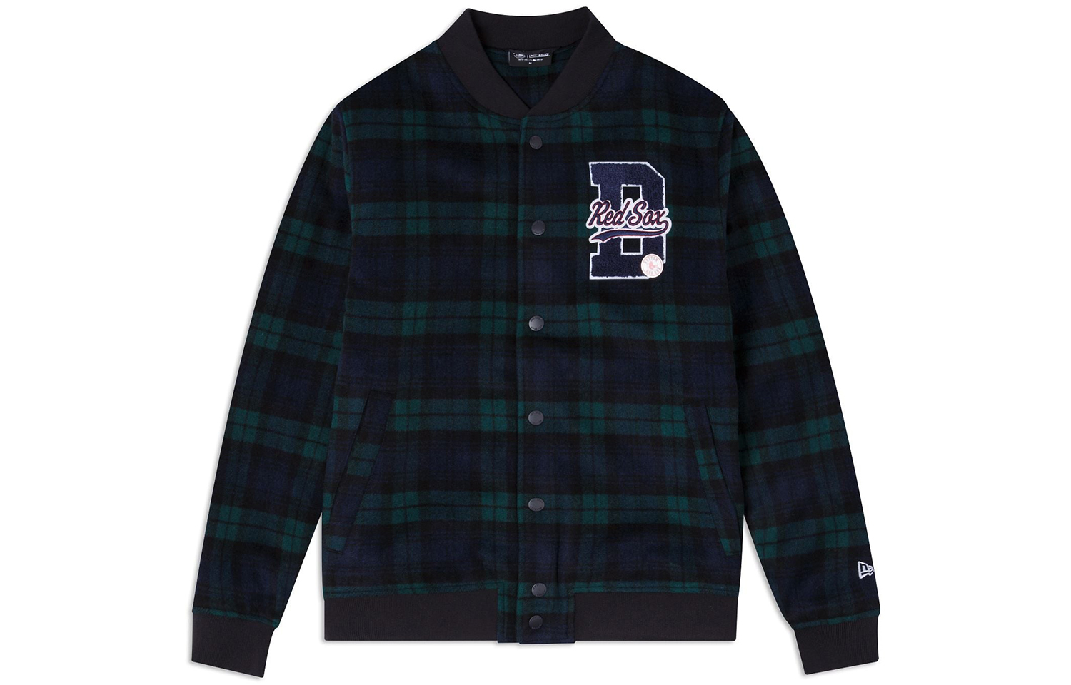 New Era FW23 Boston Red Sox Plaid Letter Print Button-Up Jacket Green Unisex 60430732