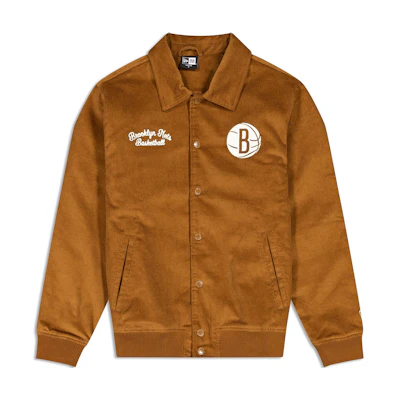 New Era FW23 Brooklyn Nets Letter Print Khaki Button-Up Jacket Unisex 60487633