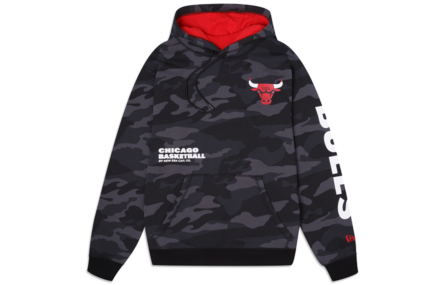 New Era FW23 Chicago Bulls Letter Print Hoodie Unisex Black 13136483