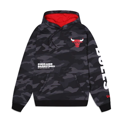 New Era FW23 Chicago Bulls Letter Print Hoodie Unisex Black 13136483