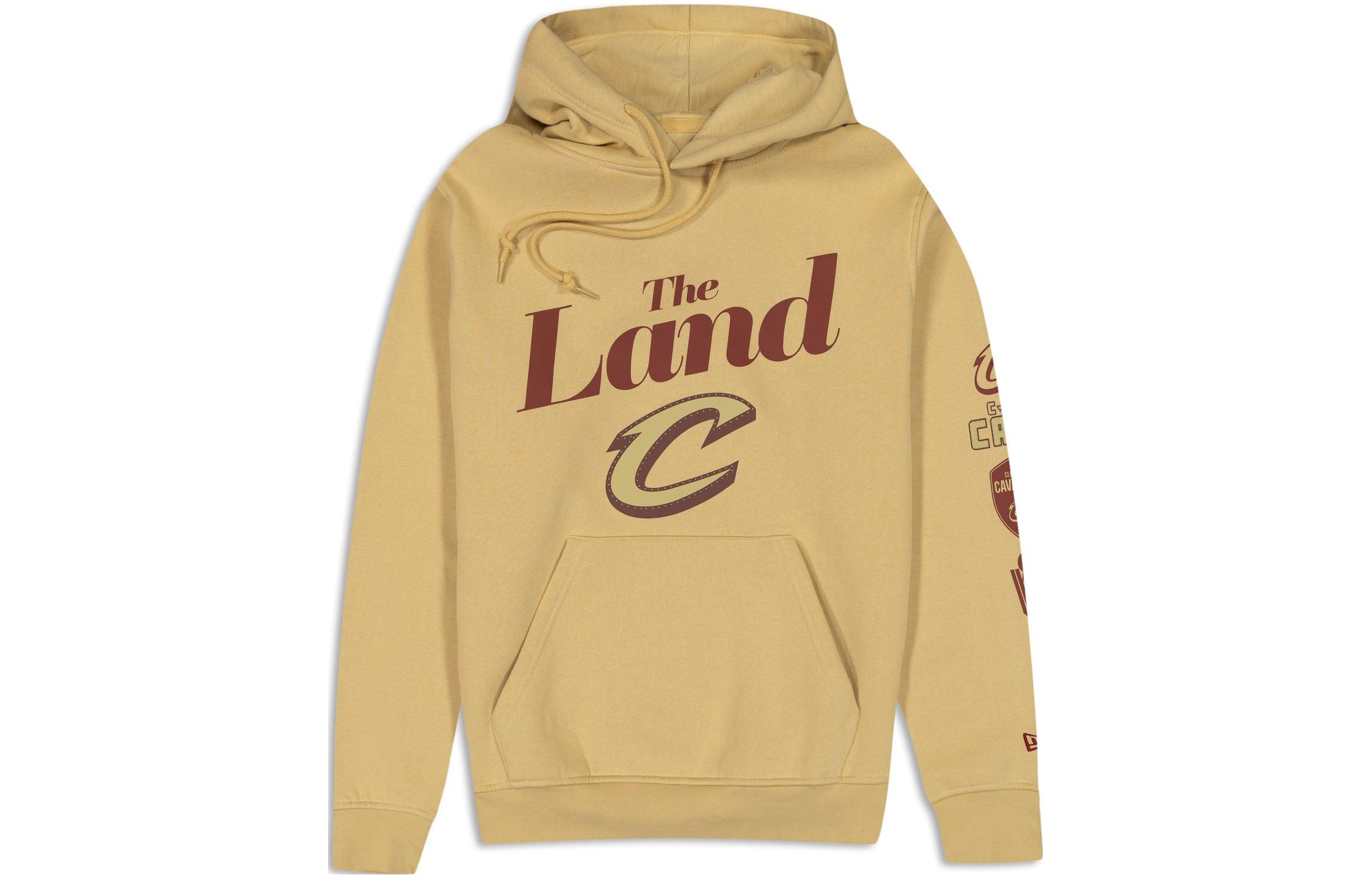New Era FW23 Cleveland Cavaliers Letter Print Hoodie Unisex Khaki 60429328