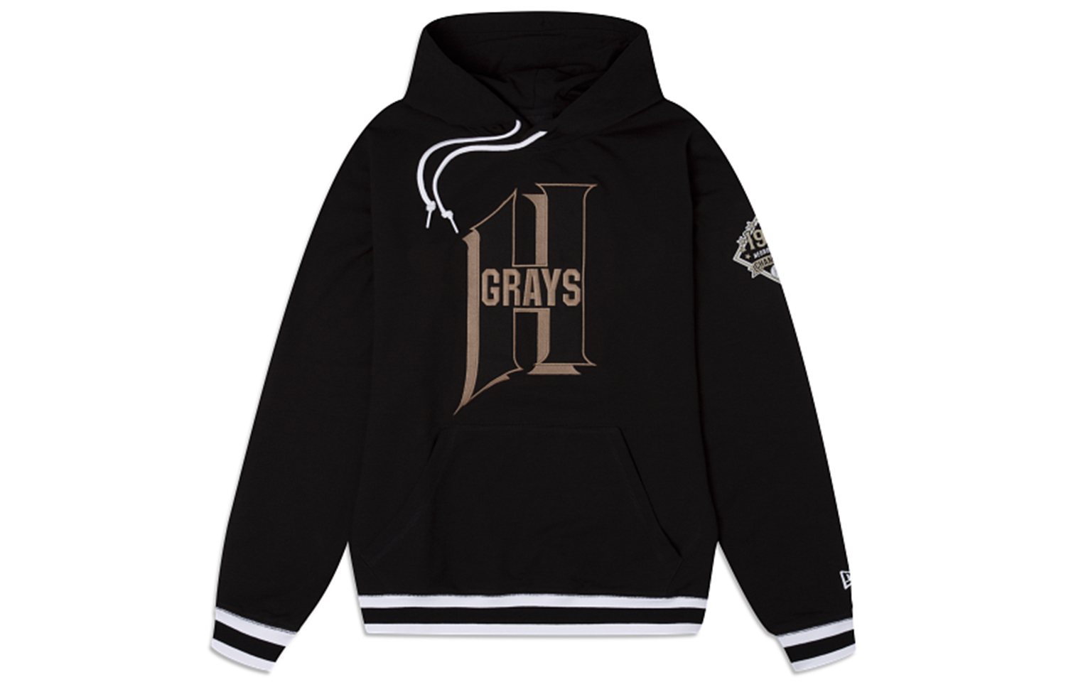 New Era FW23 Embroidered Letter Hoodie Unisex Black Long Sleeve 60363101