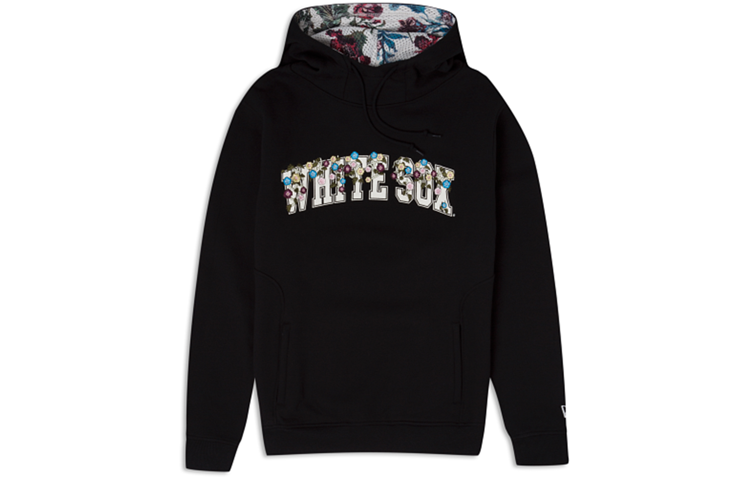 New Era FW23 Floral Embroidered Letter Hoodie Unisex Black 60357753