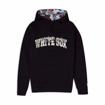 New Era FW23 Floral Embroidered Letter Hoodie Unisex Black 60357753