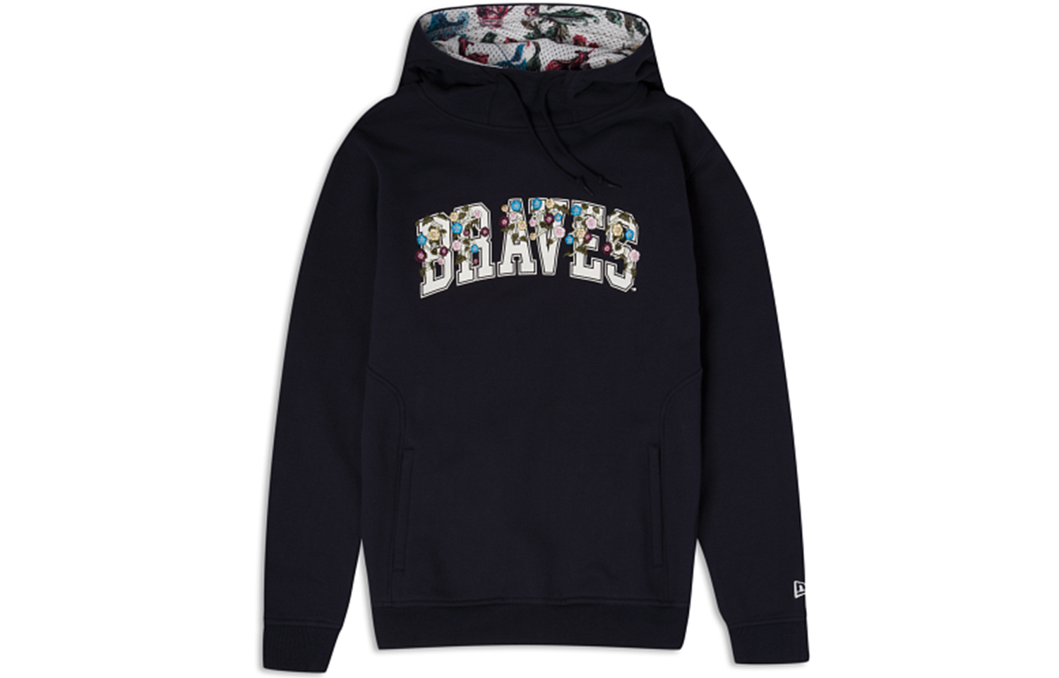 New Era FW23 Floral Embroidered Letter Print Hoodie Unisex Black 60357758