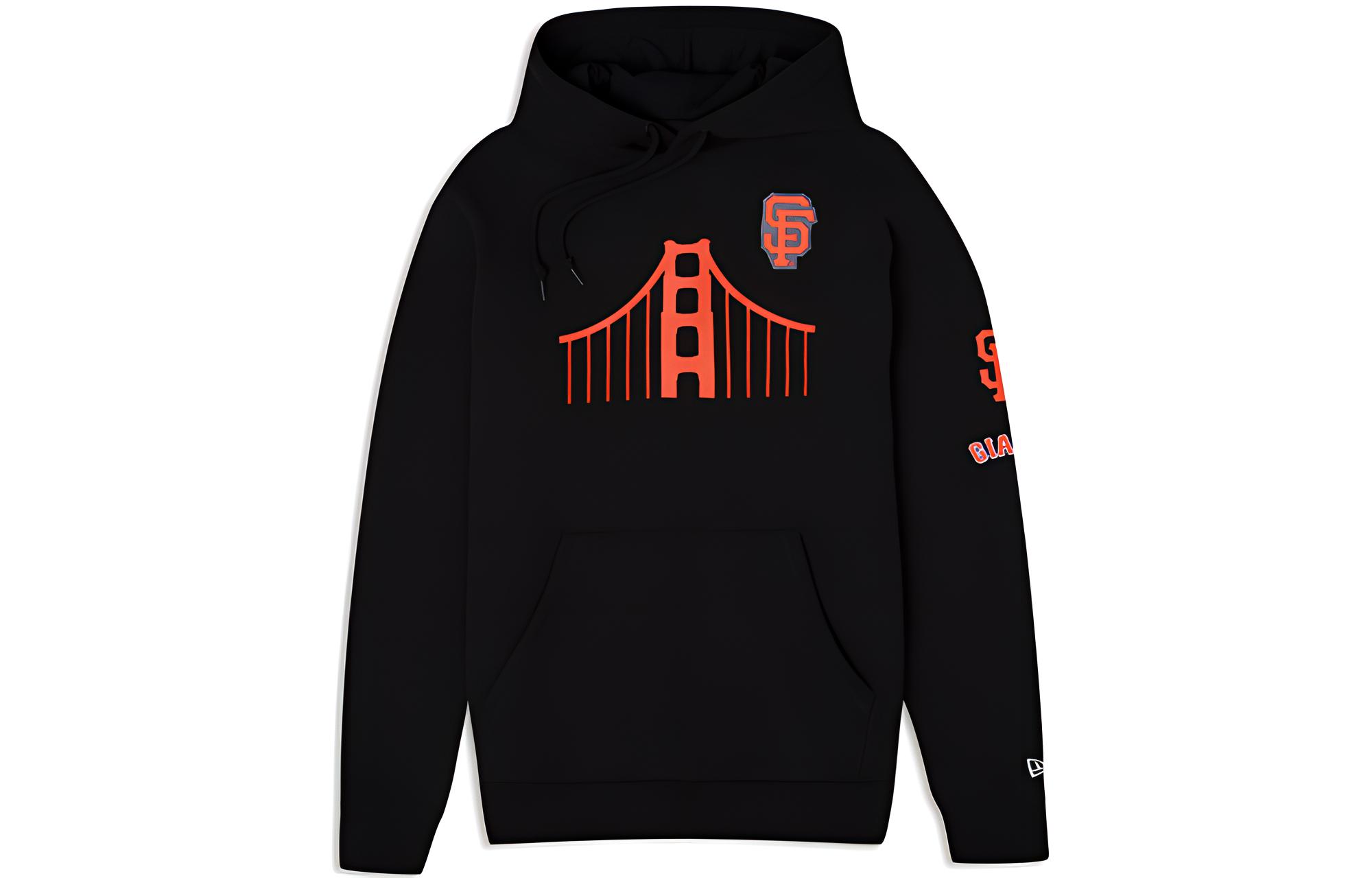 New Era FW23 Geometric Letter Print Hoodie Unisex Black 13542789