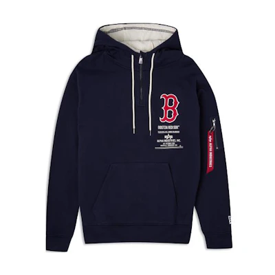 New Era FW23 Half-Zip Hoodie Navy Unisex Letter Pattern Pullover 60333969