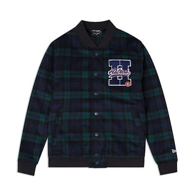 New Era FW23 Houston Astros Plaid Collar Long Sleeve Jacket Unisex Green 60430722