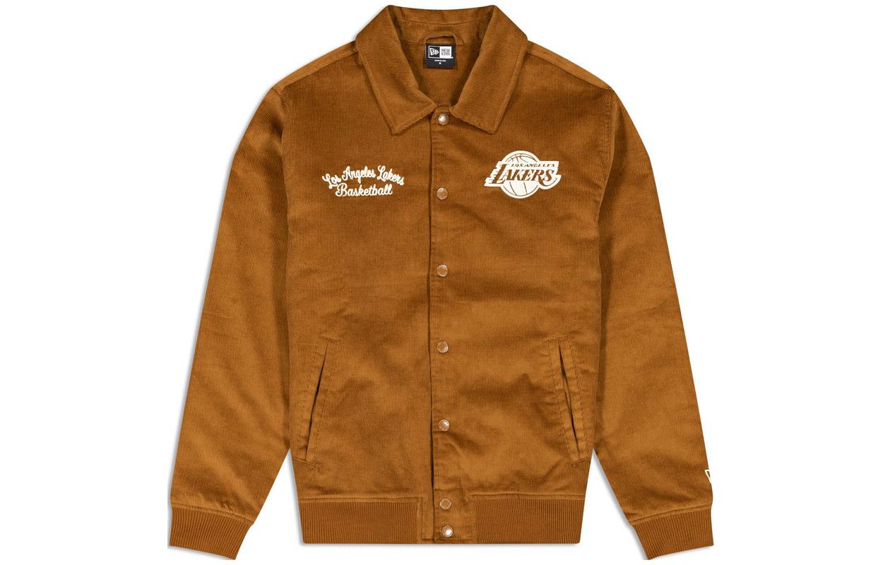 New Era FW23 LA Lakers Letter Print Single-Breasted Jacket Khaki Unisex 60487637