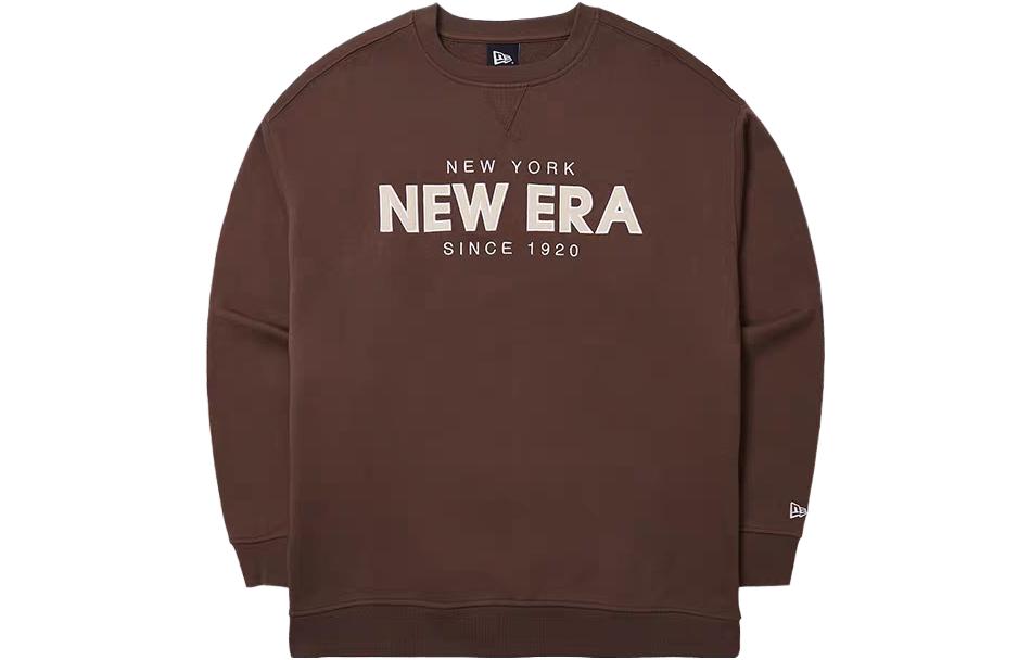 New Era FW23 Logo Print Brown Pullover Crewneck Sweatshirt Unisex Casual 14112308