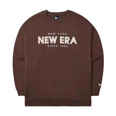New Era FW23 Logo Print Brown Pullover Crewneck Sweatshirt Unisex Casual 14112308