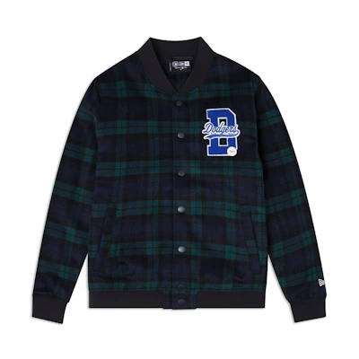 New Era FW23 Los Angeles Dodgers Letter Pattern Plaid Jacket Green Unisex 13773039