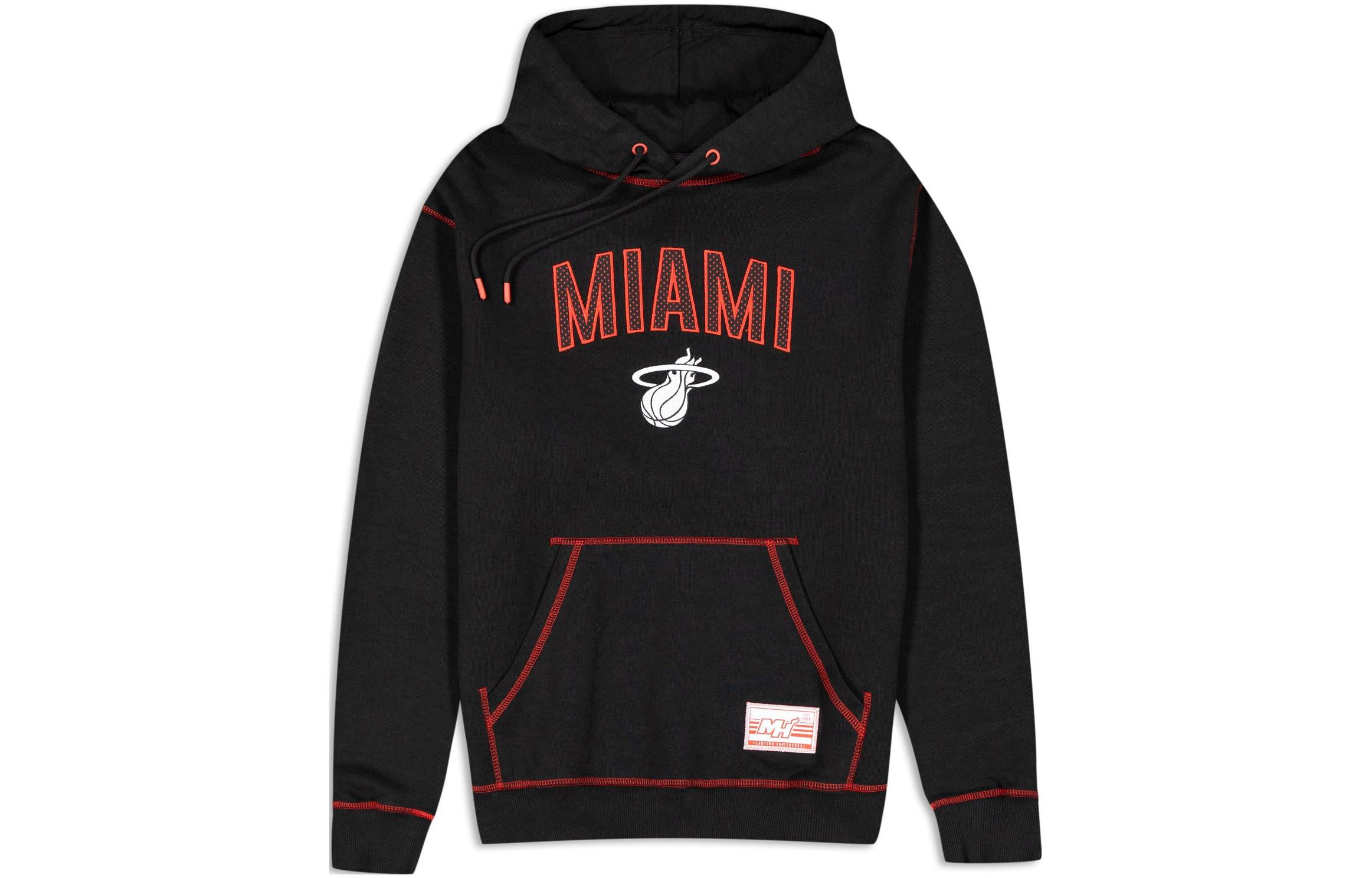 New Era FW23 Miami Heat Letter Embroidery Hoodie Unisex Black 60429301