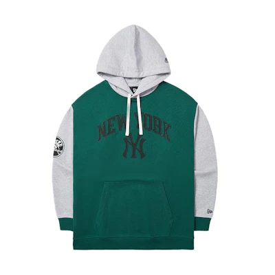 New Era FW23 MLB New York Yankees Retro Hoodie Green Unisex Colorblock Pullover 14112295