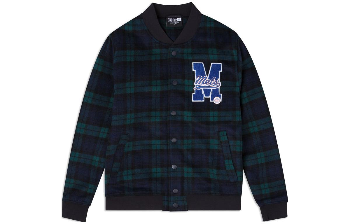 New Era FW23 New York Mets Letter Snap Jacket Unisex Green Long Sleeve 60430727