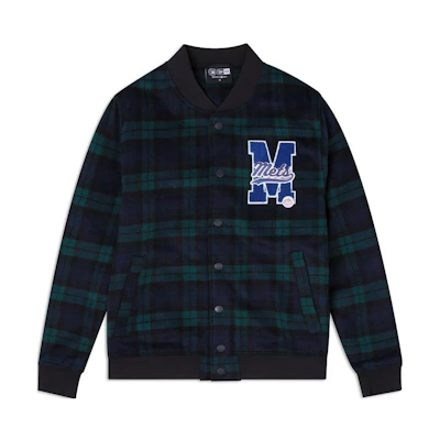 New Era FW23 New York Mets Letter Snap Jacket Unisex Green Long Sleeve 60430727