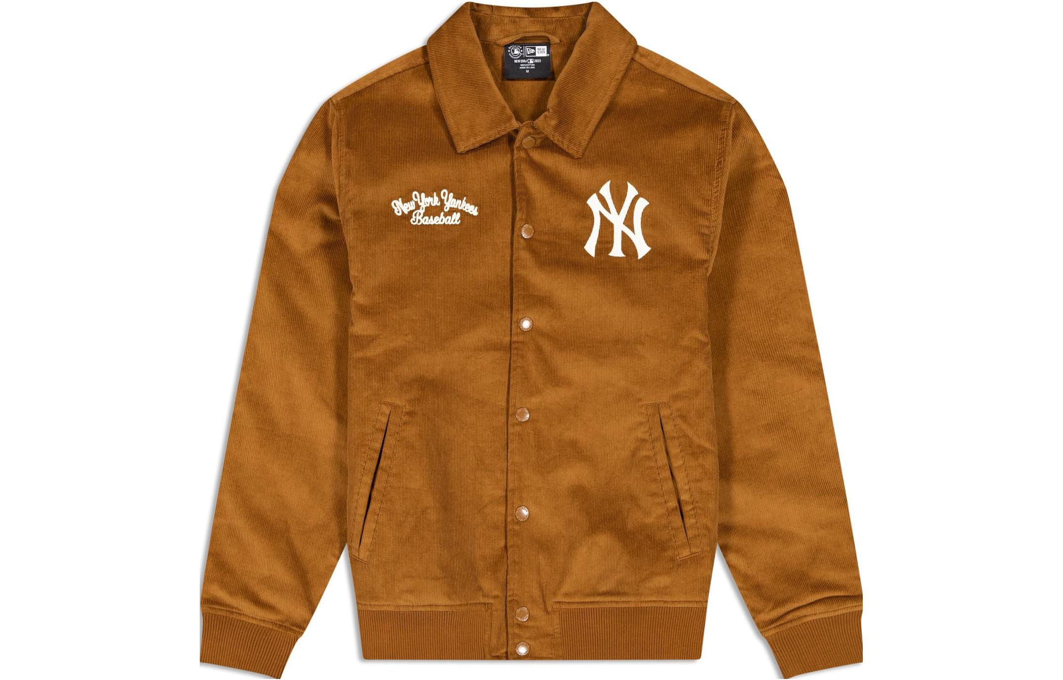 New Era FW23 NY Yankees Letter Print Button-Up Jacket Khaki Unisex Long Sleeve 60487636