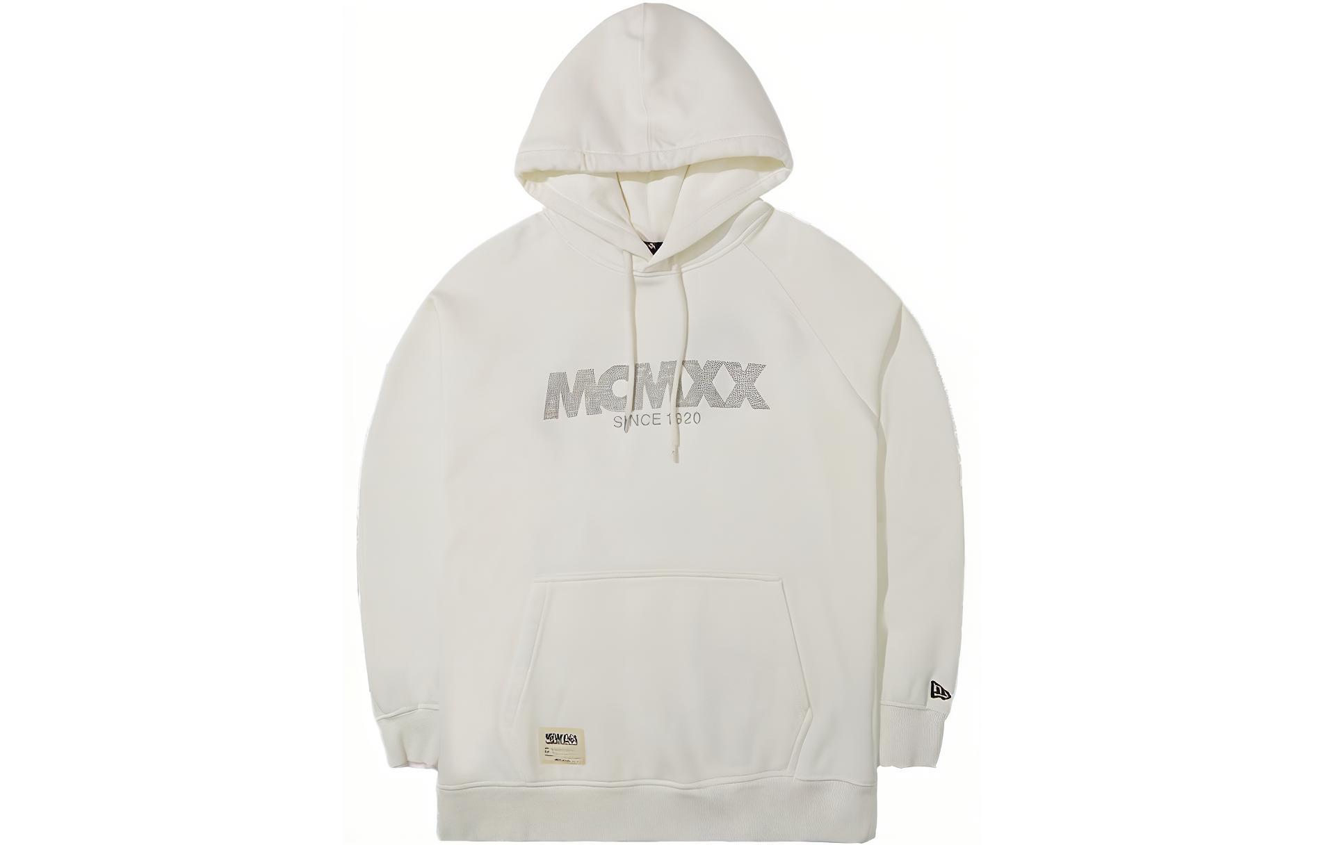 New Era FW23 Roman Numerals Letter Print Hoodie Unisex White 13781096