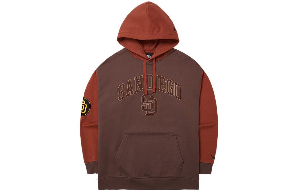 New Era FW23 San Diego Padres Retro Embroidered Colorblock Hoodie Brown Unisex 14112294