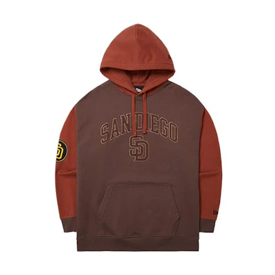 New Era FW23 San Diego Padres Retro Embroidered Colorblock Hoodie Brown Unisex 14112294