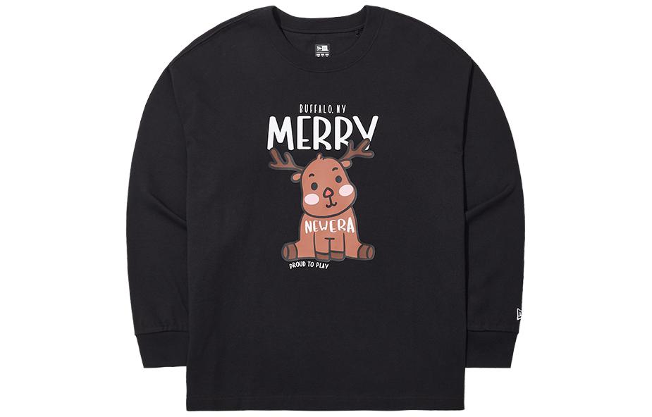 New Era FW23 Unisex Casual Pullover Crewneck Sweatshirt Black 14112285