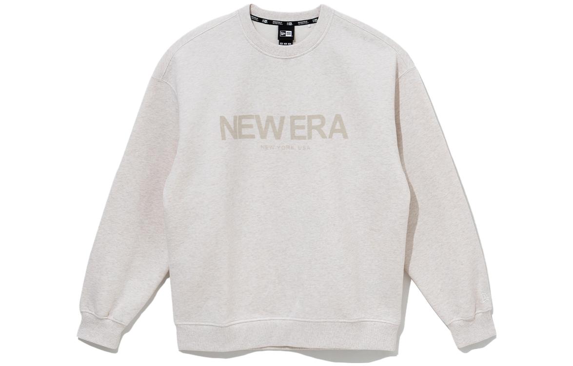 New Era FW23 Unisex Pullover Sweatshirt with Letter Print - Cream White 13781179