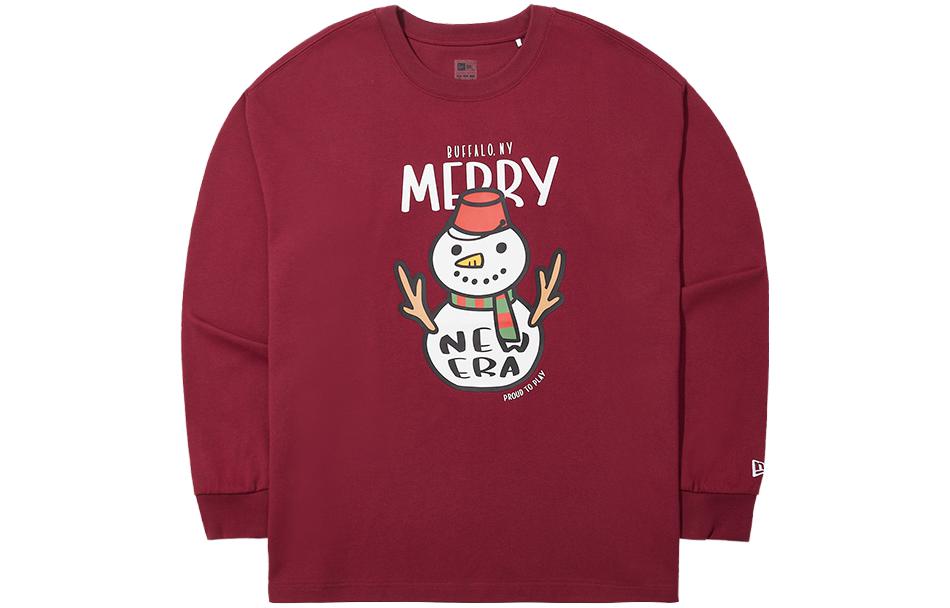 New Era FW23 Unisex Red Crewneck Embroidered Sweatshirt 14112283