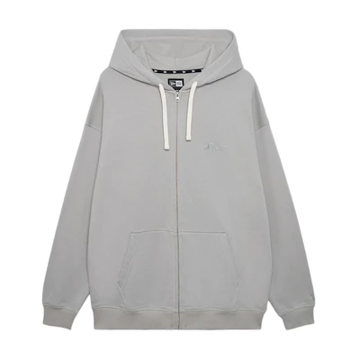 New Era FW24 Embroidered Oversized Hoodie Light Gray Unisex Long Sleeve 14385207