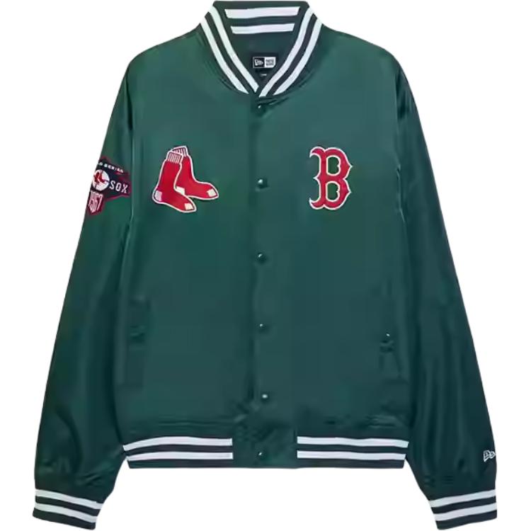 New Era FW24 MLB Boston Red Sox NY Embroidered Green Button-Up Jacket Unisex 14385108