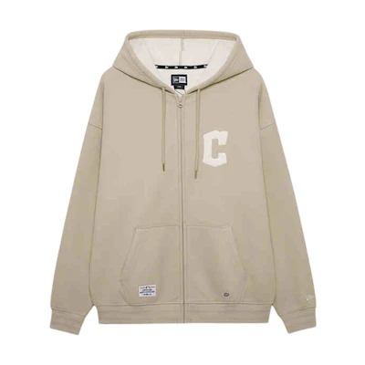 New Era FW24 MLB Cleveland Indians Oversized Zip Hoodie Unisex Khaki Sweatshirt 14385212
