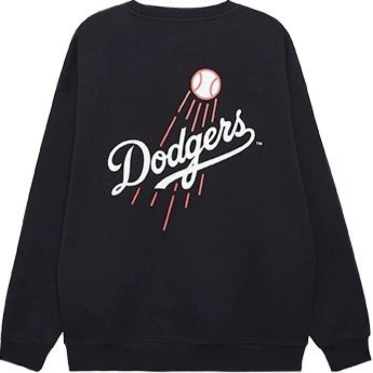 New Era FW24 MLB LA Dodgers Oversized Crewneck Sweatshirt Unisex Black 14385256
