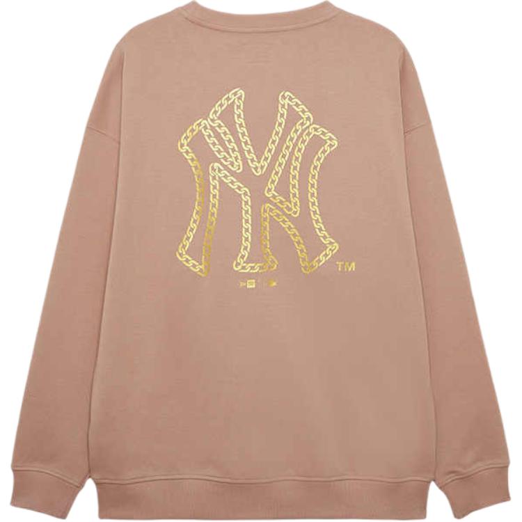 New Era FW24 MLB New York Yankees Gold Logo Oversized Crewneck Sweatshirt Khaki 14385252
