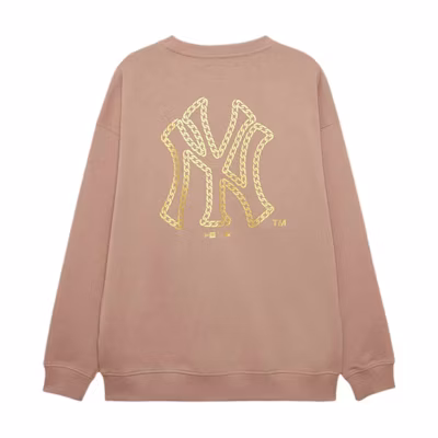New Era FW24 MLB New York Yankees Gold Logo Oversized Crewneck Sweatshirt Khaki 14385252