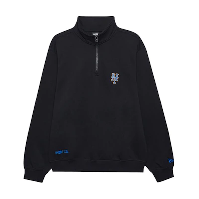 New Era FW24 MLB NY Mets Half-Zip Embroidered Long Sleeve Unisex Sweatshirt Black 14397951