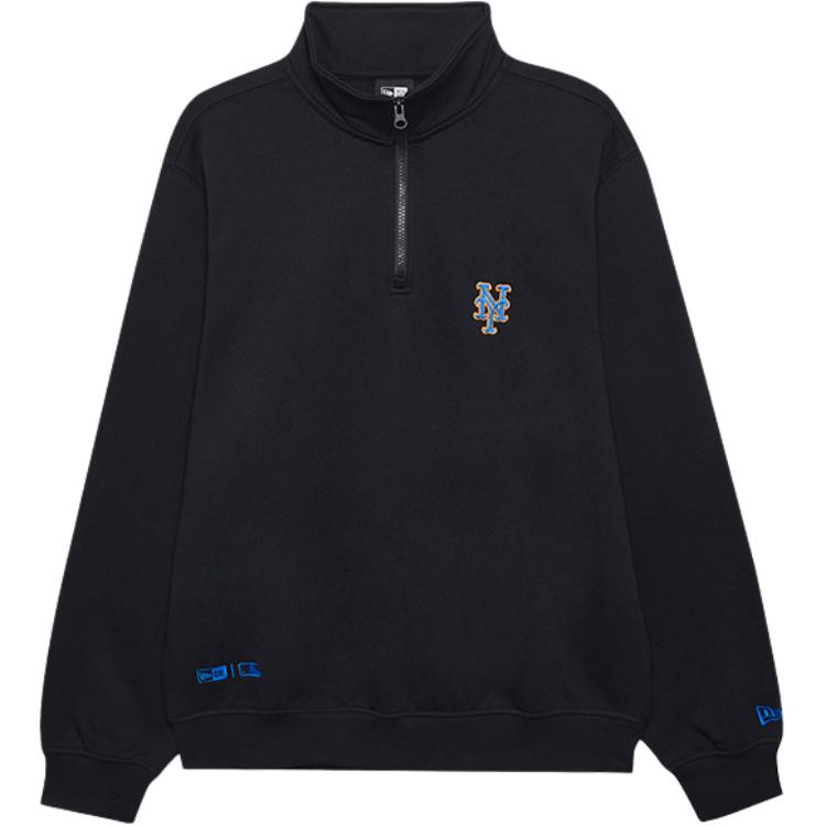 Order New Era FW24 MLB NY Mets Half-Zip Embroidered Long Sleeve Unisex Sweatshirt Black 14397951