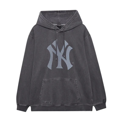 New Era FW24 MLB NY Yankees Embroidered Pullover Oversized Hoodie Black Unisex 14397935