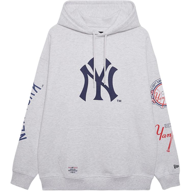 New Era FW24 MLB NY Yankees Streetwear Hoodie Unisex Light Gray Sweater 14385097