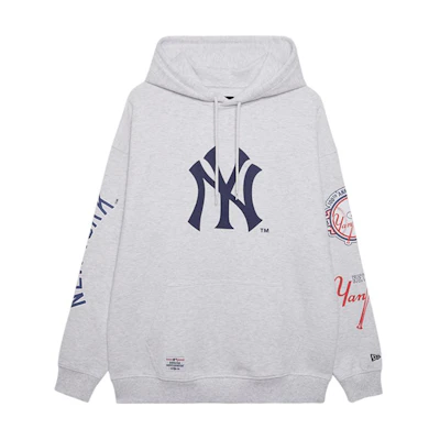 New Era FW24 MLB NY Yankees Streetwear Hoodie Unisex Light Gray Sweater 14385097
