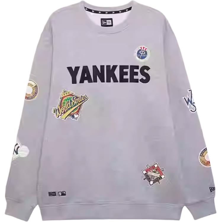 New Era FW24 MLB NY Yankees World Series Print Fleece Crewneck Sweatshirt Grey 14409876