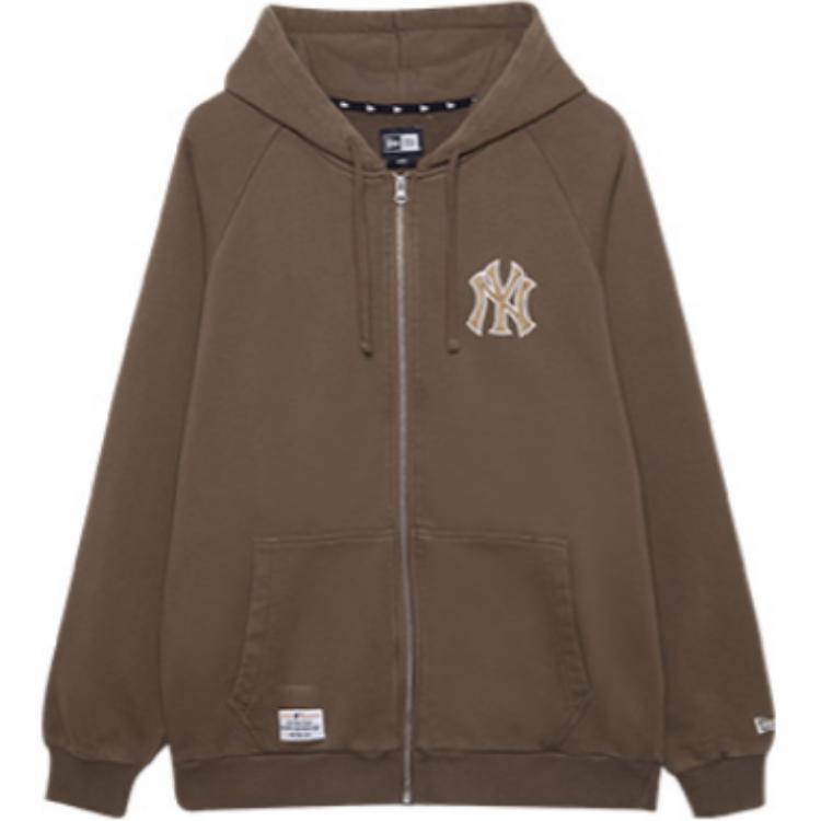 New Era FW24 MLB Retro Collegiate NY Yankees Zip Hoodie Jacket Unisex Brown 14385214