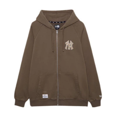 New Era FW24 MLB Retro Collegiate NY Yankees Zip Hoodie Jacket Unisex Brown 14385214