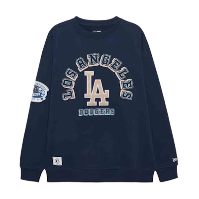 New Era FW24 MLB World Series LA Dodgers Logo Navy Crewneck Sweatshirt Unisex 14385248