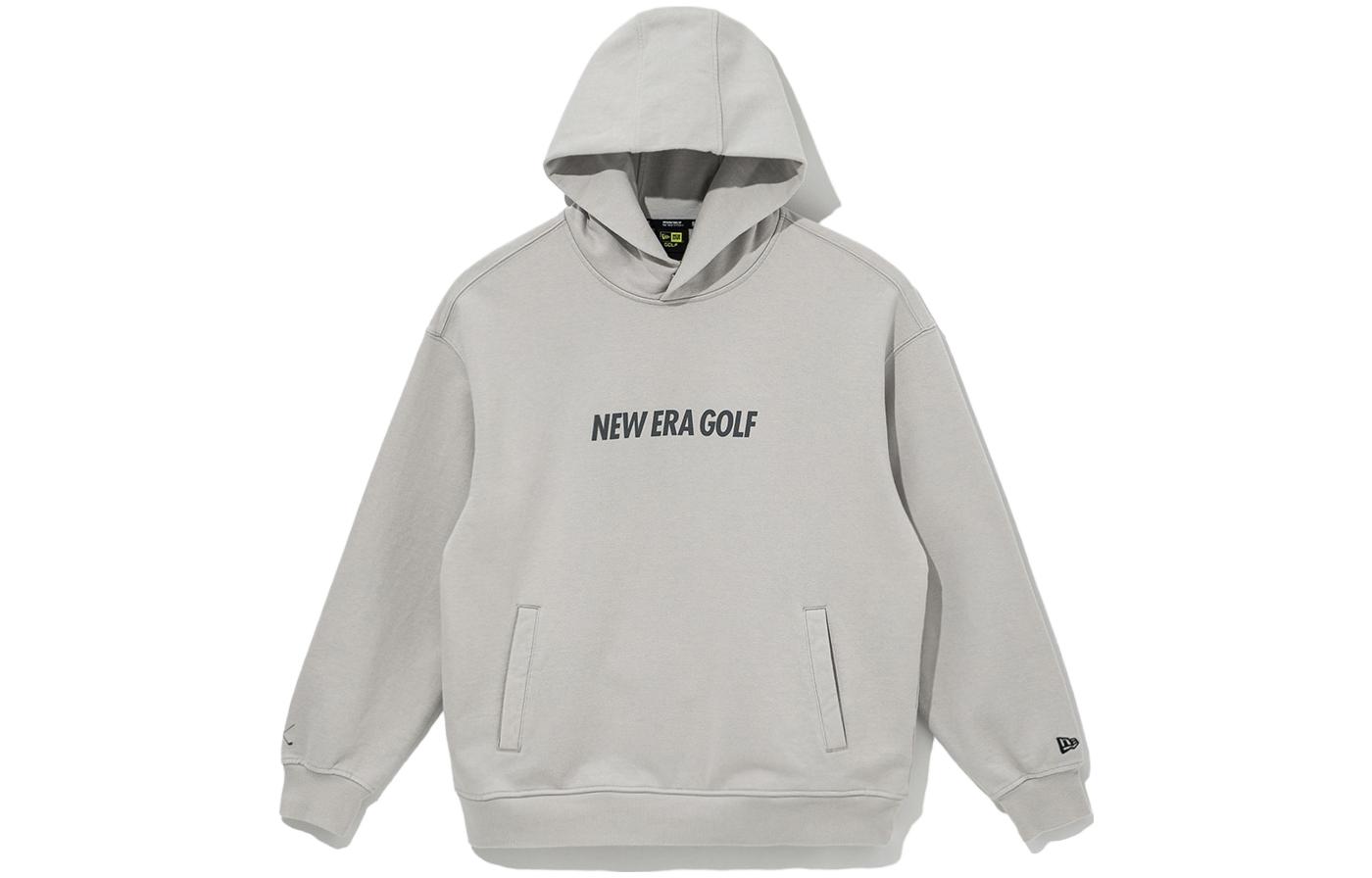 New Era Golf Graphic Letter Print Loose Hoodie Unisex - Gray 13944746